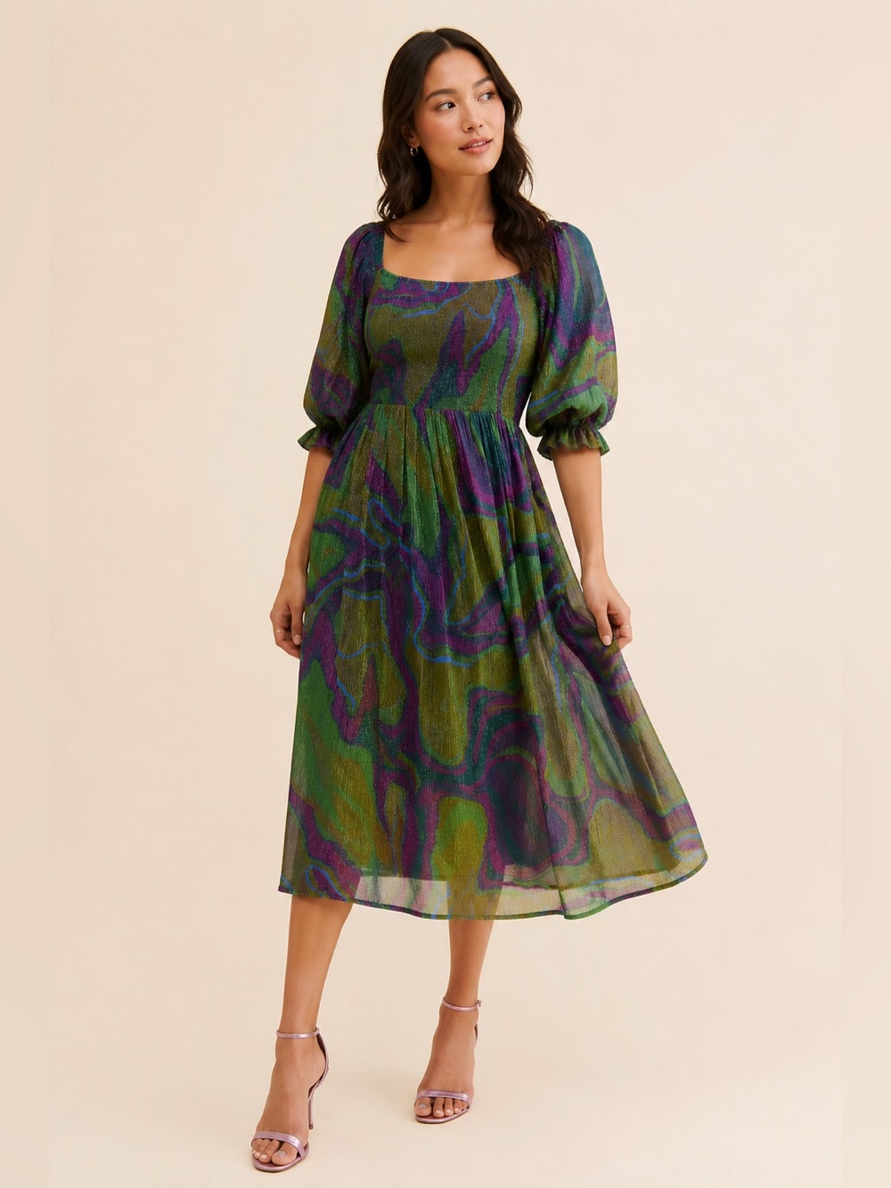 NEW! Free People Conditions Apply Riyana Smocked Tie Back midi dress Size XS